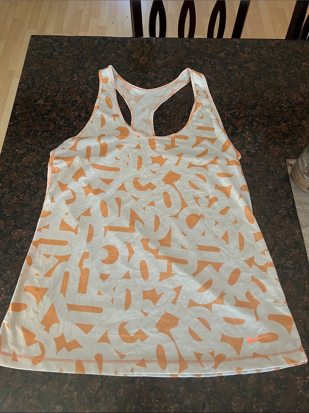 Nike Women's White and Peach Patterned Racerback Tank